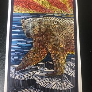 Lantern Press, Polar Bear, Paper Mosaic, Postcard